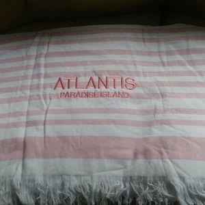 Oversized Coral and White Fouta Towel
